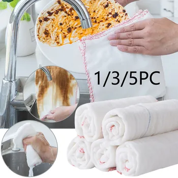1/3 / 5шт Полотенце из микрофибры, Впитывающие кухонные салфетки для уборки, Масло с антипригарным покрытием, Тряпки для мытья посуды, полотенце для уборки дома # t2p Изображение