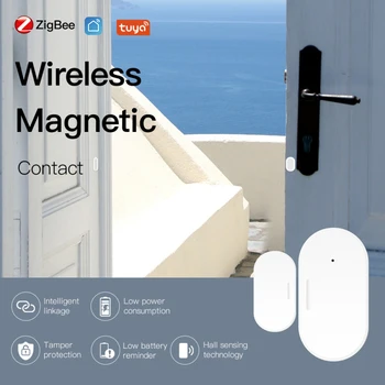 1/5ШТ Zigbee Smart Window Дверной Датчик Беспроводной Магнитный Дверной Детектор Домашней Охранной Сигнализации Через Alexa Google Home Smart Life Tuya Изображение