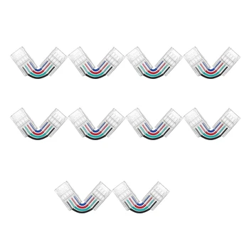 10 шт. разноцветных ламп с беспаянными разъемами под углом 90 ° для светодиодной ленты 5050 RGB Изображение