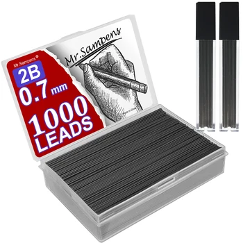 1000 шт. / кор. 0,5 мм 0,7 мм 2B Механические грифели для заправки карандашей Автоматический основной школьный черный Изображение