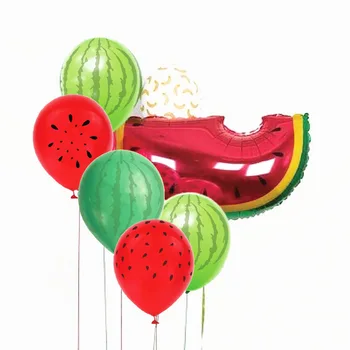 10шт Арбузных шариков, фруктовые латексные шарики для вечеринки в честь дня рождения ребенка, украшения на тему Дня рождения в стиле дыни Изображение