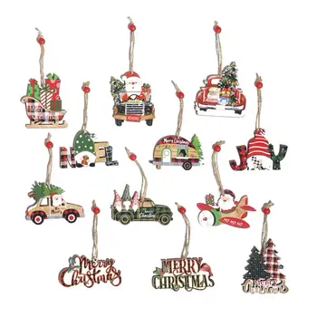 12шт Мультфильм многоразовый макет сцены настенное украшение Дерево Рождественский кулон Рождественское украшение Кулон сувениры для вечеринок Изображение