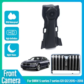 140 градусов рыбий глаз 1080*720P HD автомобильная камера переднего обзора для BMW 5 серии 7 серии G11 G12 2015 2016 2017 2018 позитивная передняя решетка Изображение