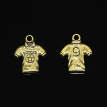 15шт Античные бронзовые футболки Soccer из джерси с подвесками для ювелирных изделий 
