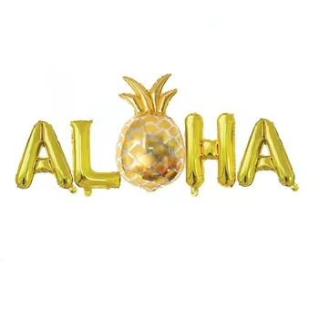 16-Дюймовое украшение сцены Воздушным шаром из алюминиевой пленки ALOHA Rose Gold Pineapple Изображение