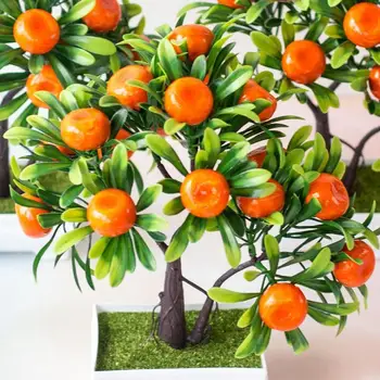 1шт Искусственных фруктов, Апельсинового дерева, Бонсай, Офисного сада, настольного декора для вечеринок, домашнего искусственного украшения в горшках Изображение