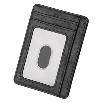 2021 Тонкий RFID Блокирующий Кожаный кошелек, Держатель для кредитных ID-карт, кошелек, чехол для денег для Мужчин и женщин 11,5x8x0,5 см Изображение