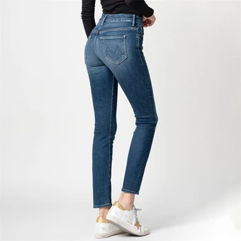 2023ss весенне-летние новые женские хлопчатобумажные брюки с высокой талией и девятью точками резинки для маленьких ног y2k, модные простые повседневные брюки Изображение