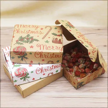 20шт 14,5*11*4 см/11.5x11x3.5 см подарочные коробки kraft blank коробка конфет для свадебных подарков С Рождеством пакет подарков дисплей бумажная коробка Изображение
