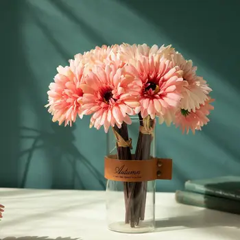 28 см Цветы из искусственного шелка Гербера для вечеринки в честь Дня рождения дома Для украшения свадьбы Decro Изображение