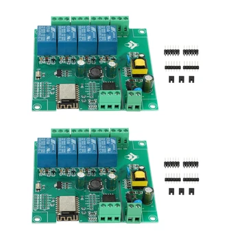 2X ESP8266 Беспроводной WIFI 4-Канальный Релейный Модуль ESP-12F Wifi Плата разработки Для Arduino AC/DC 5 В/8-80 В Источник питания Изображение