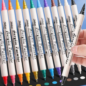 36 цветов Тонкая кисть Металлические маркерные ручки с двойным наконечником Маркеры для черной бумаги для каллиграфии Художественная ручка для рисования Принадлежности для рисования Изображение