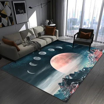 3D Визуальная планета, большой ковер, Трехмерный коврик для гостиной, Диван, одеяло, Детская комната, Звездное украшение, ковер Изображение