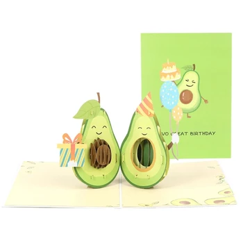 3D Всплывающая открытка с авокадо на день рождения, сюрприз, Таинственные открытки для детей, подарок на Новый год, принадлежности для благословения Изображение