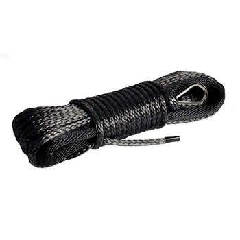 4 мм X 35 м, Полиэтиленовая Прочная Электрическая Лебедка, Буксировочный шнур, Синтетический Канат из СВМПЭ с черным защитным рукавом Изображение