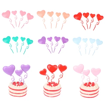 4 шт./компл., Флаг для кексов, Свадебный подарок на любовь, смешанный размер, Складные топперы для торта с воздушным шаром в виде сердца, украшение для торта на день рождения  Изображение