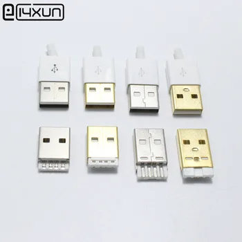 5 комплектов Micro USB-A 2.0 сварочного типа, Никелированный, позолоченный, 9 мм, 12 мм, USB-штекерный разъем, адаптер 3 в 1, белый Изображение