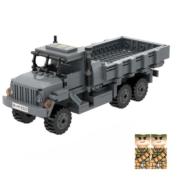 5-тонный грузовой автомобиль M923, военный строительный блок, игрушка 6 × 6, Модель кирпичей для тяжелых грузовиков США с подарком в виде 2 фигурок солдат Изображение