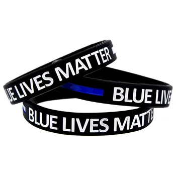 50 шт. синего браслета из силиконовой резины Lives Matter с логотипом Blue Line Изображение