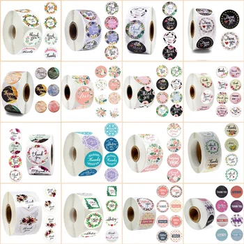 500шт Круглые Благодарственные Наклейки Для Скрапбукинга DIY Seal Labels Упаковка Для Свадебной Вечеринки Канцелярские Приглашения Наклейка Изображение