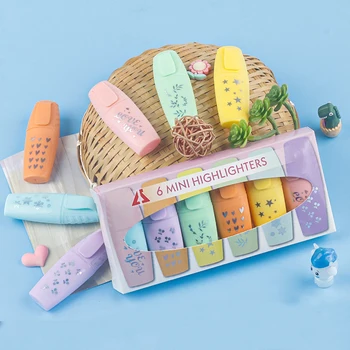 6 шт./компл. Lytwtw's Cute Kawaii Candy Color Highlighter Офисные школьные принадлежности в подарок Изображение