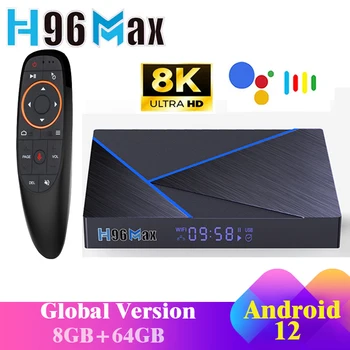 8 ГБ + 64 ГБ Медиаплеер H96 MAX V56 Android 12,0 TV Box 1000M 2,4 G и 5G Двойной Wifi медиаплеер Телеприставка 4K 8K BT Smart TVBox Изображение