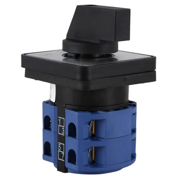 AC660V 25A 2-полюсный 3-позиционный мгновенный пластиковый поворотный переключатель, синий + черный Изображение