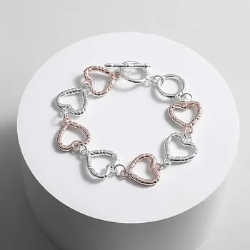 ALLYES Модный браслет-цепочка с сердечком любви для женщин, металлические браслеты в стиле панк, ювелирные изделия, подарки на День Святого Валентина Изображение