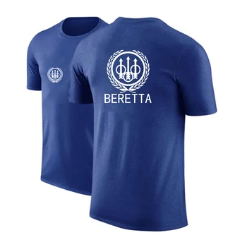 Beretta Guns 2023 Летняя новинка, мужская быстросохнущая спортивная футболка из обычного хлопка с коротким рукавом и круглым вырезом, высококачественная футболка-топ Изображение