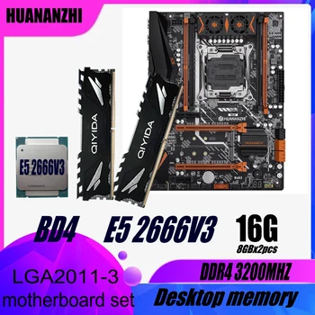 HUANANZHI BD4 LGA2011-3 Комплект материнской платы XEON E5 2666 V3 2 * 8 ГБ = 16 ГБ 3200 МГц DDR4 RAM Настольная память Memory M.2 USB3.0 ATX Изображение