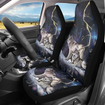 INSTANTARTS Wolfs 3D Картина Чехлы для передних сидений автомобиля Комплект из 2 автомобильных защитных чехлов Универсальный для большинства аксессуаров для грузовых автомобилей Изображение