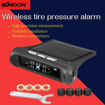 KKMOON TPMS Датчик сигнализации давления в шинах, система мониторинга автомобильного дисплея, предупреждение о температуре зарядки с 4 внешними датчиками Изображение