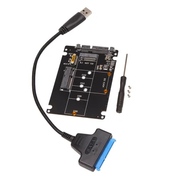 M.2 NGFF Адаптер MSATA к USB 3.0, Конвертер, карта чтения с кабелем SATA, Портативный флэш-накопитель, Поддержка SATA SSD Изображение