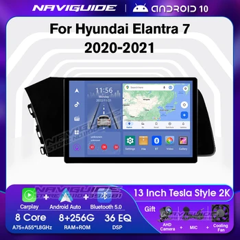 NAVIGUIDE 13 дюймов 1920*1200 P Автомобильный Радиоприемник Для Hyundai Elantra 7 2020 2021 Carplay Навигация GPS Автомобильный Видео Аудио Мультимедийный Плеер Изображение