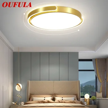 OUFULA Nordic Потолочный Светильник Современные Золотые Круглые Лампы Простые Светильники LED Home для Гостиной Спальни Изображение