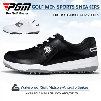 PGM Мужская дышащая легкая спортивная обувь для гольфа, мужская водонепроницаемая обувь для гольфа, кроссовки на мягкой подошве, кроссовки с противоскользящими шипами Изображение
