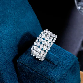 ThreeGraces, сияющий белый Кубический цирконий, серебряный цвет, регулируемый размер, Свадебное обручальное кольцо для женщин, Шикарные ювелирные изделия R275 Изображение