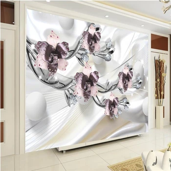 beibehang Europe 3D 3D алмазные цветы ювелирная стена на заказ большая фреска экологический шелковый материал тканевые обои Изображение