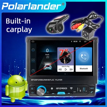 Автомагнитола 1 Din Android 7 дюймов Bluetooth 4.0 Android Автоматическая GPS-навигация FM WIFI 3 USB Carplay Электрический Выдвижной сенсорный экран Изображение