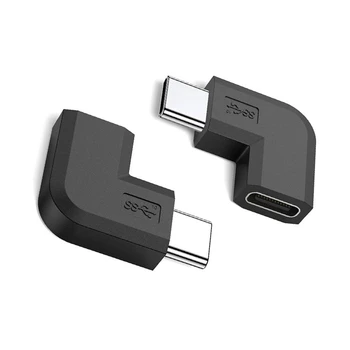 Адаптер USB-C USB 3.1 Type C преобразователь между мужчинами и женщинами под прямым углом 90 градусов для портативного разъема смартфона Изображение