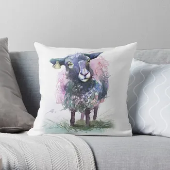 Акварельная подушка с овечьей вышивкой, чехлы для диванных подушек Изображение