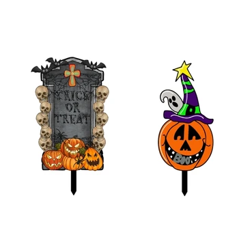 Акриловая надгробная плита на Хэллоуин, Тыква, знак двора, декоративный аксессуар для вставки в землю 69HF Изображение