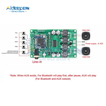 Аудиоплата Усилителя мощности Bluetooth 5,0 QCC3031/3034 Усилители звука 2x10/15 Вт С Аудиовходом AUX APTXHD SBC AAC APTX APTXLL Изображение