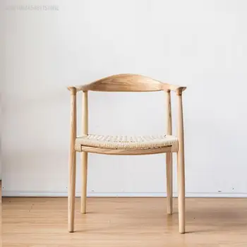 Бежевые обеденные стулья из ротанга, дерево в скандинавском стиле, Удобное кресло для отдыха в спальне, Дизайнерская прозрачная Минималистичная мебель Silla Comedor Silla Изображение