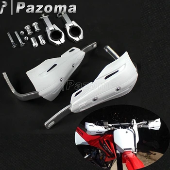 Белые мотоциклетные защитные щитки для рук, Дефлекторная броня, цевья для Honda Yamaha XR CRF WR DRZ, 28-миллиметровая щеточная планка, толстая планка Изображение