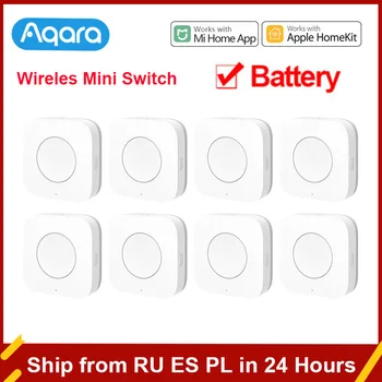 Беспроводной мини-переключатель Aqara, датчик Zigbee, кнопка управления одним ключом, умный пульт дистанционного управления, домашняя автоматизация для Homekit Xiaomi Mi Home Изображение