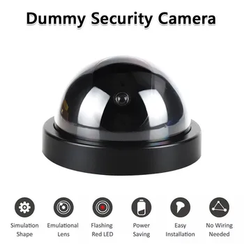 Виртуальная камера наблюдения бытовая пластиковая умная внутренняя наружная камера видеонаблюдения купольная поддельный ремень безопасности с мигающим красным светодиодом Изображение