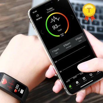Водонепроницаемый ЭКГ Пульсометр Монитор Артериального Давления Smart Band браслет с большим сенсорным экраном air pressure Смарт-наручные часы для i5 Изображение