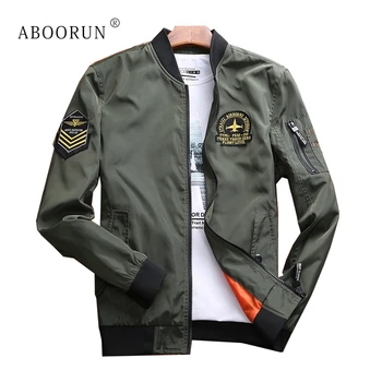Военная куртка ABOORUN, мужская модная куртка-бомбер ВВС, весенне-осеннее армейское пальто для мужчин w4052 Изображение