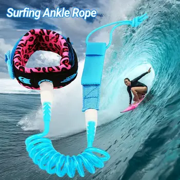 Вращение на 360 градусов Эластичная веревка для серфинга на лодыжке Крюк Петля Крепежные детали Доска для серфинга с леопардовым принтом Поводок для лодыжки Спортивные товары  Изображение